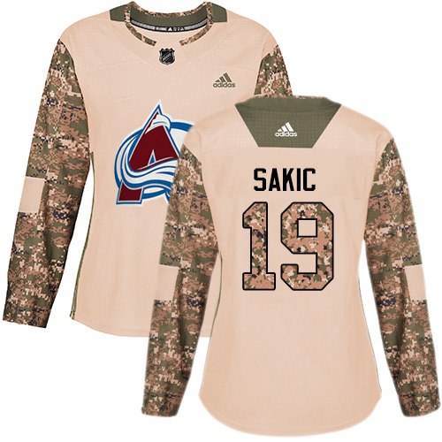 Adidas Avalanche #19 Joe Sakic Camo Authentic Veterans Day Women's Stitched NHL Jersey - Click Image to Close